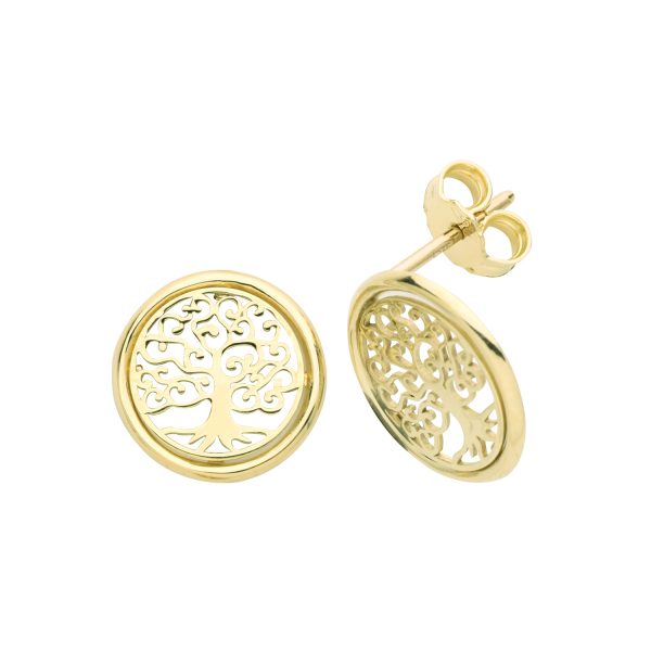 9 carat yellow gold tree of life earrings