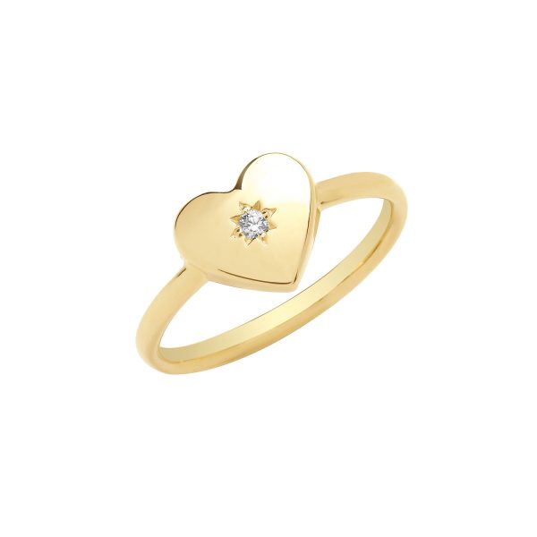 9 carat yellow gold heart shape signet ring