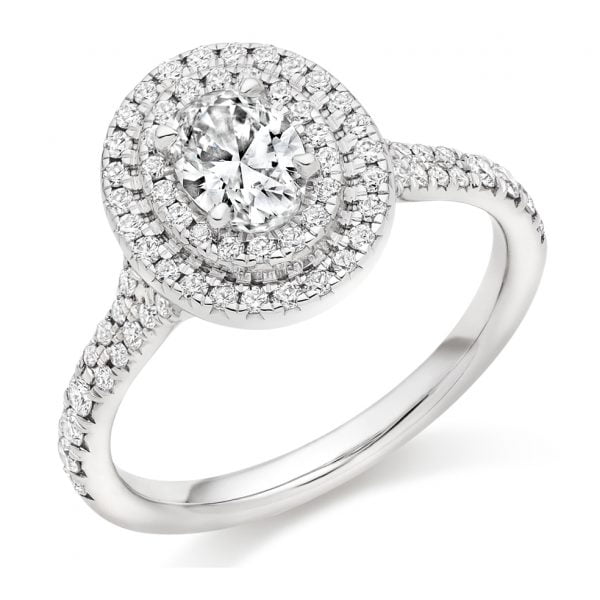 exquisite oval halo style diamond ring