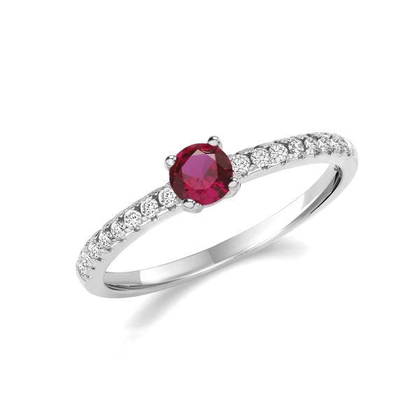 sterling silver ruby cz and white cz ring