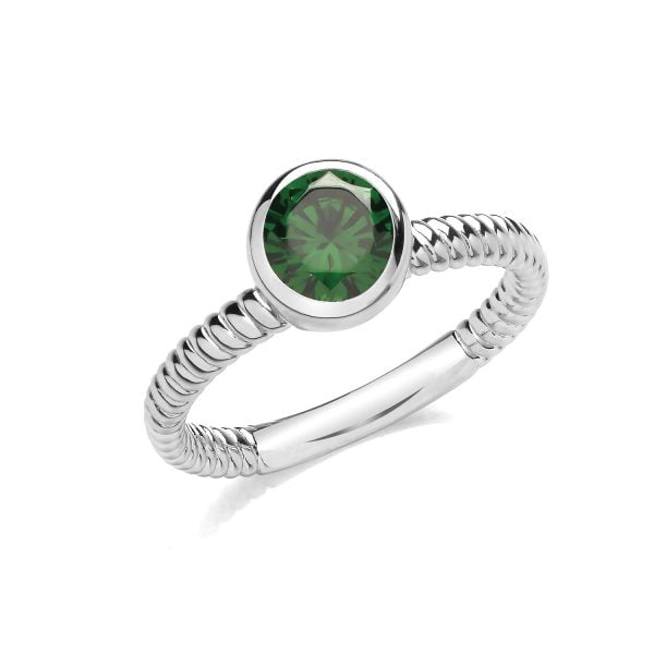 sterling silver green cz ring