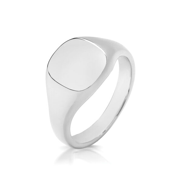 sterling silver cushion shape signet ring