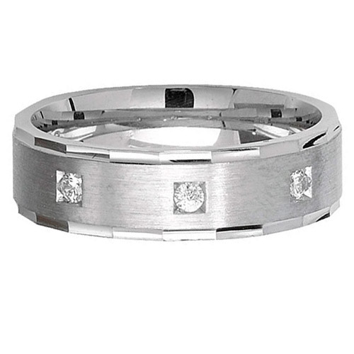 sterling silver diamond cut edge cz set wedding ring