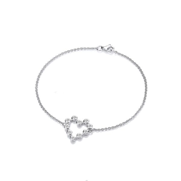 sterling silver heart cz bracelet