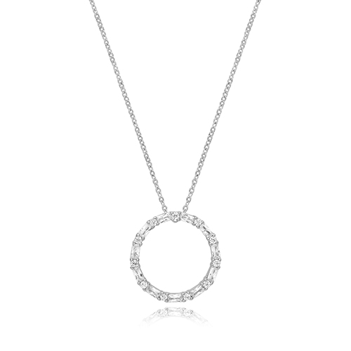 silver cz circle necklace