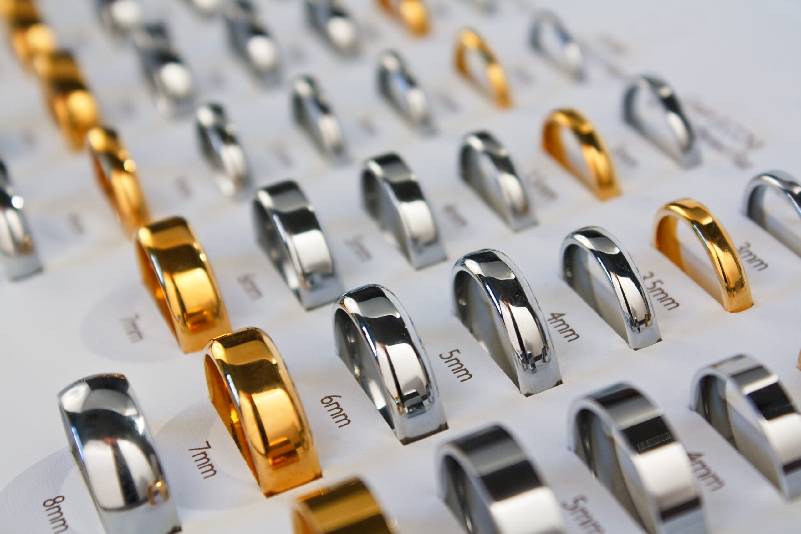 Image showing range of wedding rings ready to buy with Northumberland Goldsmiths