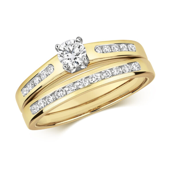9 carat yellow gold diamond wedding ring set