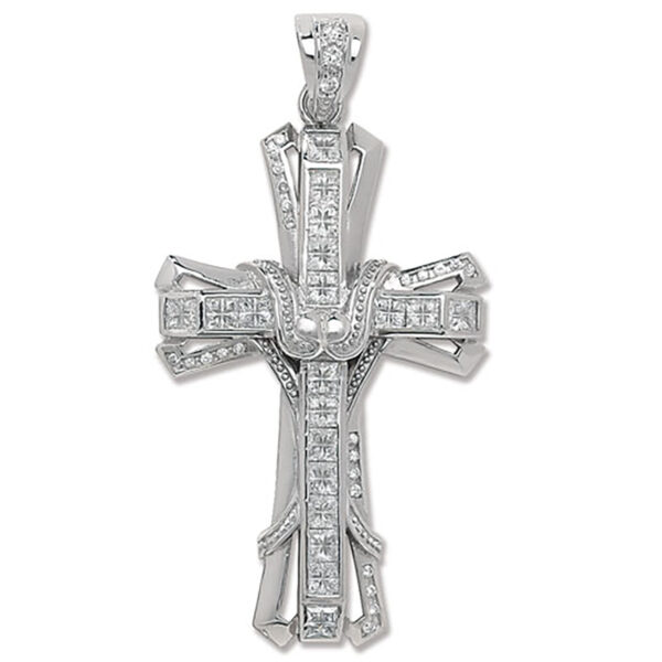 sterling silver huge extra large cz cross pendant
