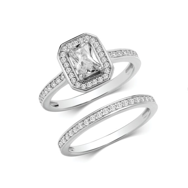 sterling silver cz bridal ring set