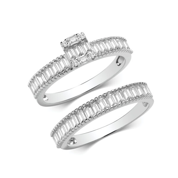 sterling silver cz bridal ring set