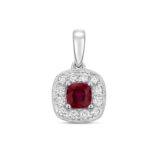 Ruby And diamond Cluster Pendant