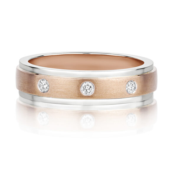 9 carat rose and white gold diamond wedding ring band