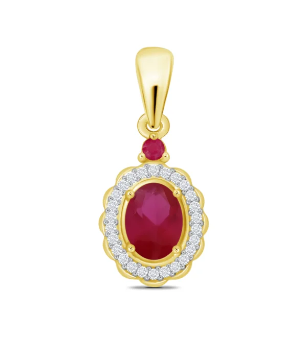 9ct Yellow Gold Ruby And Diamond Pendant